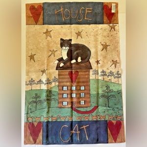 Toland “House Cat” 24 x 35 Folk Art Country House Cat Flag, Made in USA